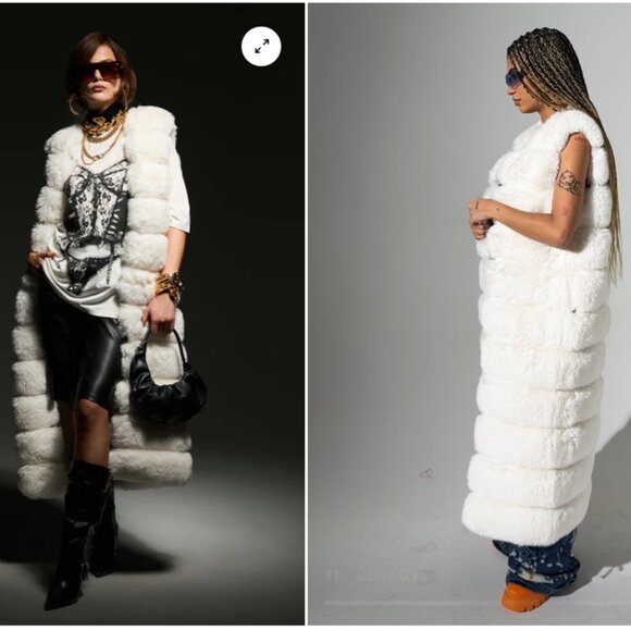 AKIRA Jackets & Blazers - JENNY LIN FAUX FUR MAXI VEST IN WHITE - XL